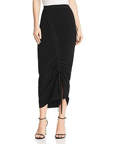 Shop Milly Ruched Knit Skirt In Black
