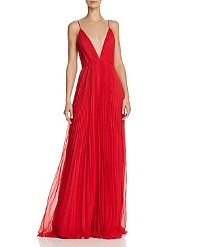 Shop Jill Stuart Pleated Deep-v Gown In Poppy Red