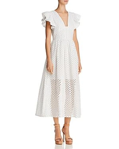 Shop Endless Rose Eyelet Fit-and-flare Midi Dress In White