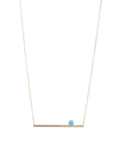 Shop Zoë Chicco Turquoise & 14k Yellow Gold Bar Necklace