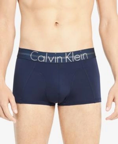 Shop Calvin Klein Men's Focused Fit Low-rise Trunks In Blue Shadow