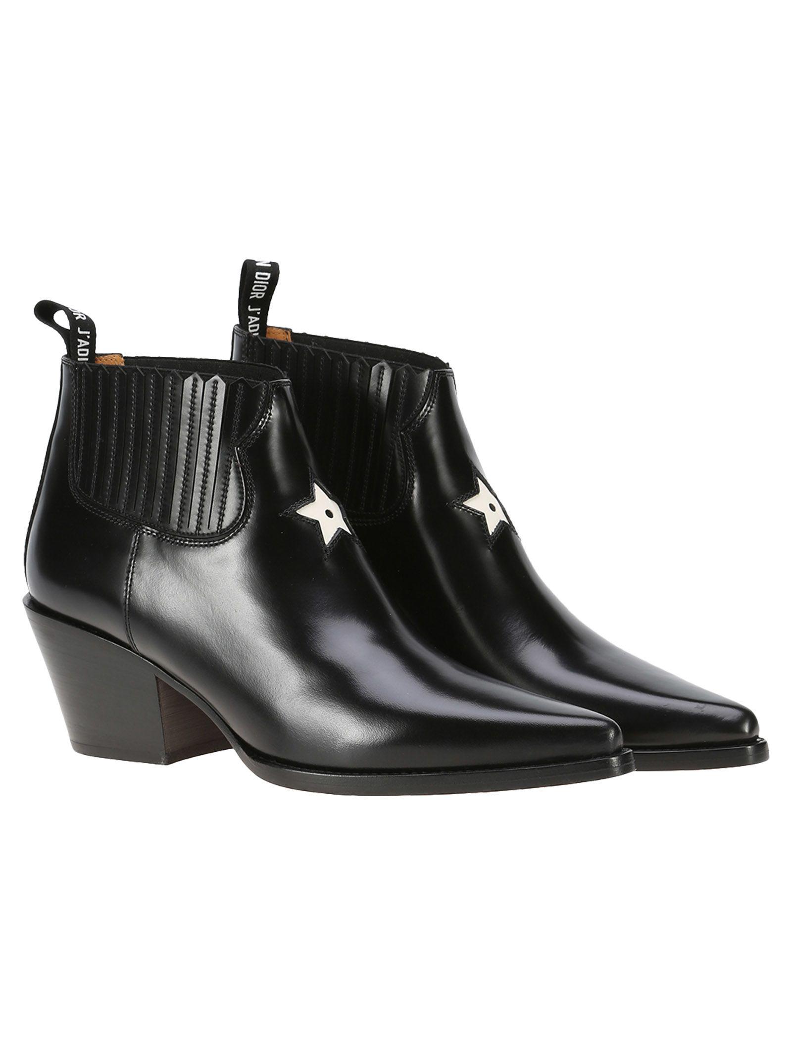 Dior Star Ankle Cowboy Boots In Black 