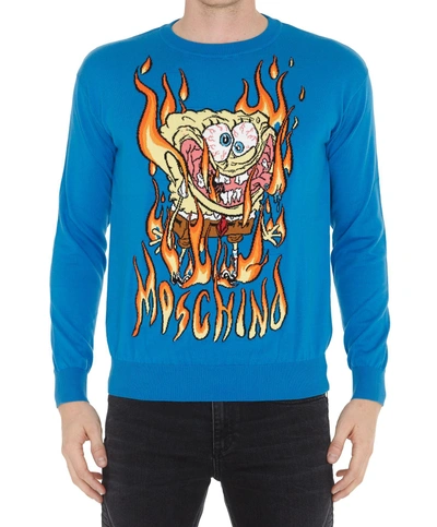 Shop Moschino Sweater In Light Blue