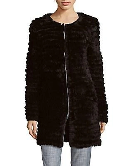 Shop Adrienne Landau Knitted Rabbit Fur Coat In Black