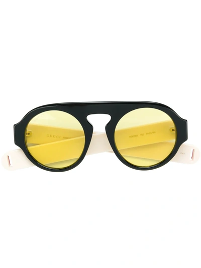 Shop Gucci Eyewear Round Aviator-style Sunglasses - Black