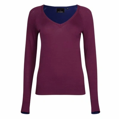 Ny Charisma Women's Navy & Wine Color Block V-neck Sweater
