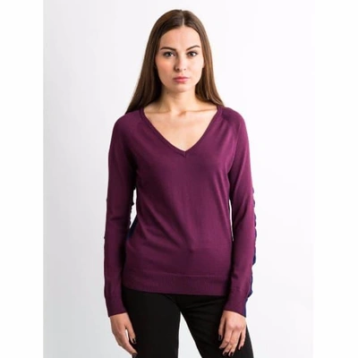 Ny Charisma Women's Navy & Wine Color Block V-neck Sweater