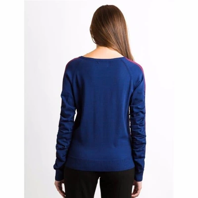 Ny Charisma Women's Navy & Wine Color Block V-neck Sweater