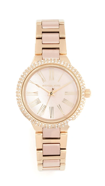 Shop Michael Kors Mini Taryn Watch, 34mm In Blush/gold