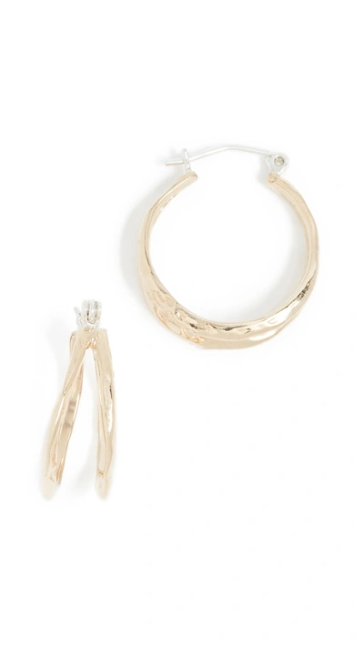 Shop Odette New York Joined Ridge Hoop Earrings In Brass