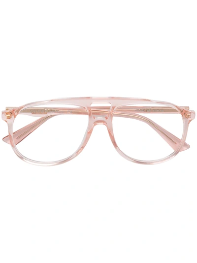 Shop Gucci Transparent Pilot-frame Glasses In Pink