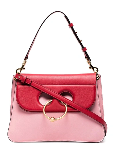 Shop Jw Anderson Pink Pierce Medium Leather Shoulder Bag