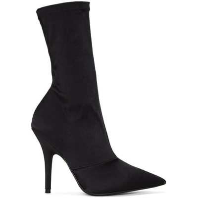 Shop Yeezy Black Stretch Satin Ankle Boots