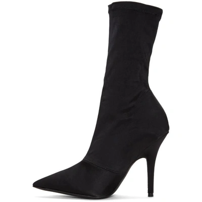 Shop Yeezy Black Stretch Satin Ankle Boots