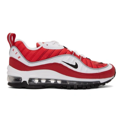 Shop Nike White And Red Air Max 98 Sneakers