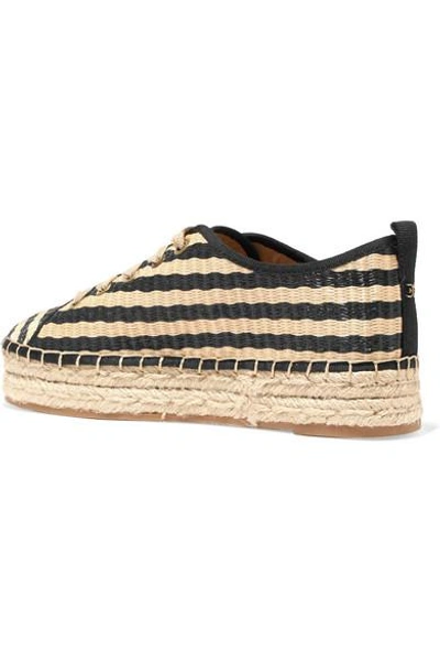 Shop Sam Edelman Celina Striped Raffia Espadrille Platform Sneakers In Beige