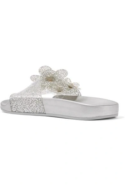 Shop Marc Jacobs Daisy Appliquéd Glittered Rubber Slides