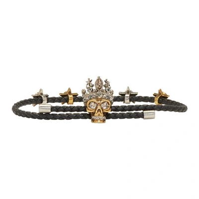 Shop Alexander Mcqueen Black King Skull Friendship Bracelet