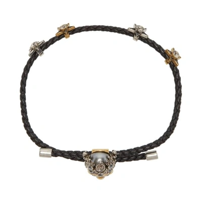 Shop Alexander Mcqueen Black King Skull Friendship Bracelet