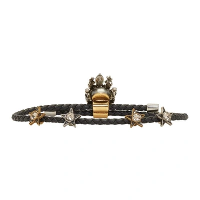 Shop Alexander Mcqueen Black King Skull Friendship Bracelet