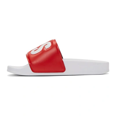 Shop Msgm Red And White Logo Pool Slides In 002 Red
