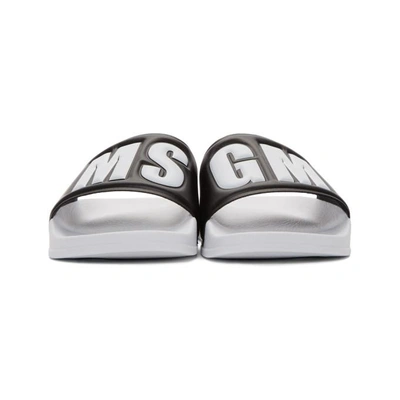 Shop Msgm Black And White Logo Pool Slides In 001 Black