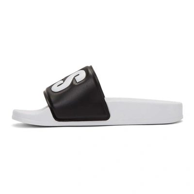 Shop Msgm Black And White Logo Pool Slides In 001 Black