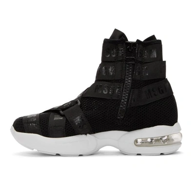 Shop Msgm Black Mesh Logo Ribbons High-top Sneakers In 100 Black