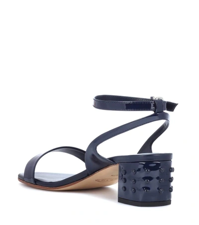 Shop Tod's Patent Leather Sandals In Blue