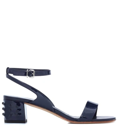 Shop Tod's Patent Leather Sandals In Blue
