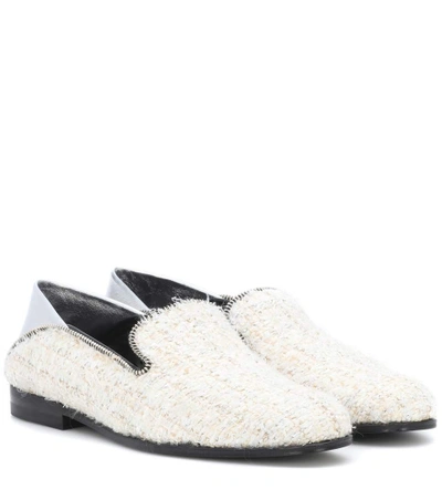 Shop Alexander Mcqueen Leather-trimmed Tweed Loafers In White