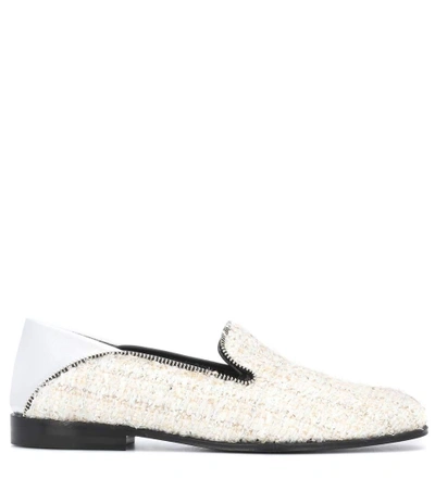Shop Alexander Mcqueen Leather-trimmed Tweed Loafers In White