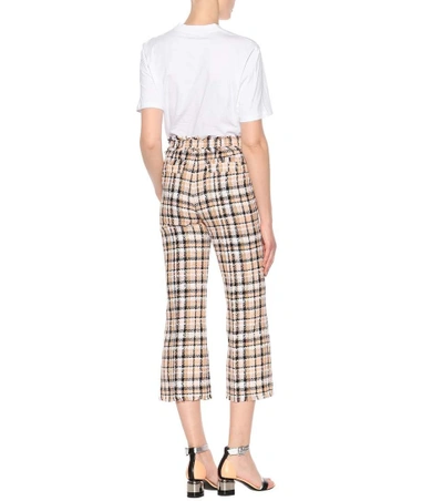 Shop Msgm Checked Tweed Trousers In Multicoloured