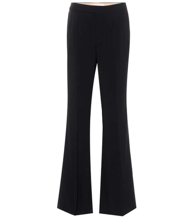 Shop Chloé Wide-leg Crêpe Trousers In Black
