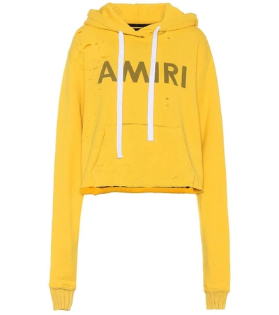 Shop Amiri Printed Cotton-blend Hoodie In Yellow