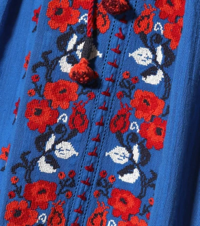 Shop Ulla Johnson Filia Embroidered Cotton Dress In Blue