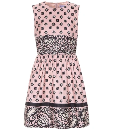 Shop Red Valentino Floral-printed Satin Dress In Pink