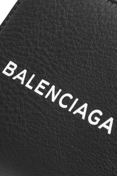 Shop Balenciaga Logo-printed Textured-leather Wallet In Black