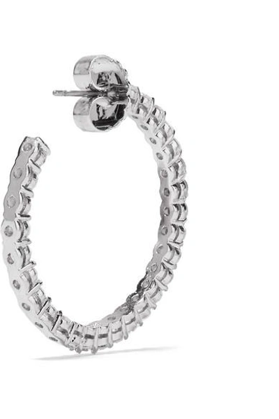 Shop Kenneth Jay Lane Rhodium-plated Cubic Zirconia Hoop Earrings In Silver