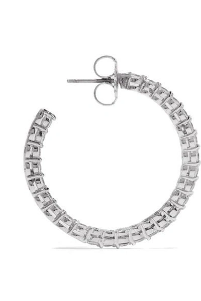 Shop Kenneth Jay Lane Rhodium-plated Cubic Zirconia Hoop Earrings In Silver