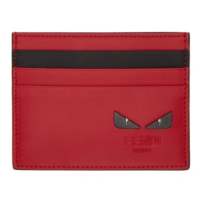 Shop Fendi Red & Black 'bag Bugs' Card Holder