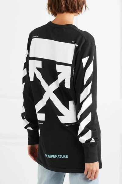 Shop Off-white Printed Cotton-jersey Top In Black