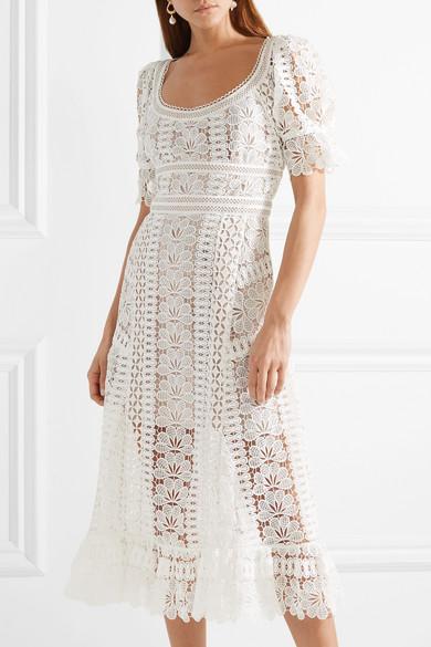 floral guipure midi dress