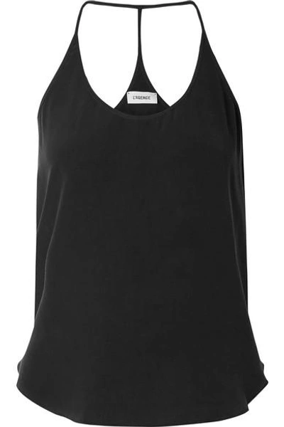Shop L Agence Mary Jane Washed-silk Camisole In Black
