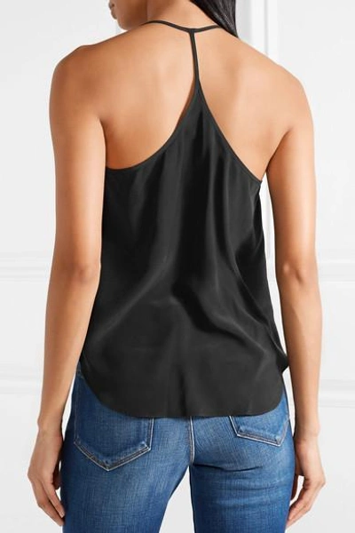 Shop L Agence Mary Jane Washed-silk Camisole In Black
