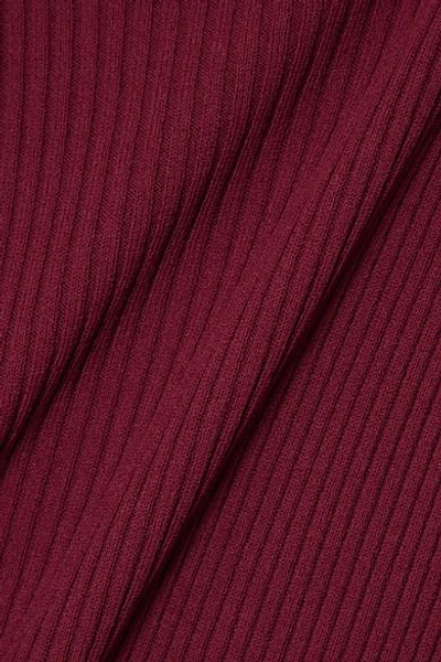 Shop Theory Ribbed Stretch-knit Top In Burgundy