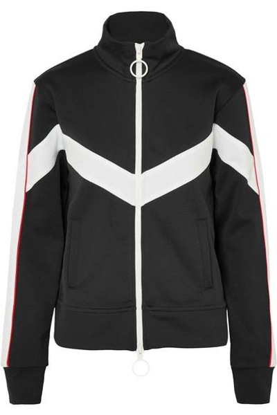 Shop Off-white Striped Satin-jersey Track Jacket In Black