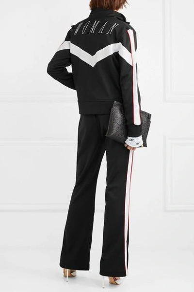 Shop Off-white Striped Satin-jersey Track Jacket In Black