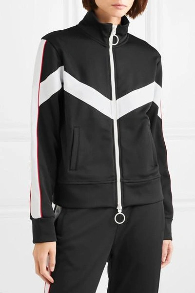 Shop Off-white Striped Satin-jersey Track Jacket In Black