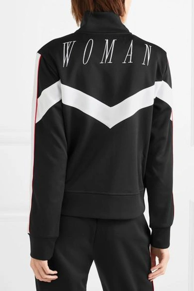 Shop Off-white Striped Satin-jersey Track Jacket In Black